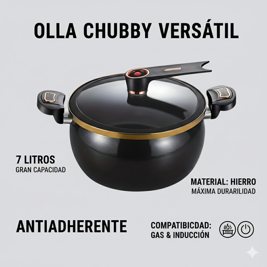 Olla Chubby Versátil Antiadherente 7L (Inducción y Gas)